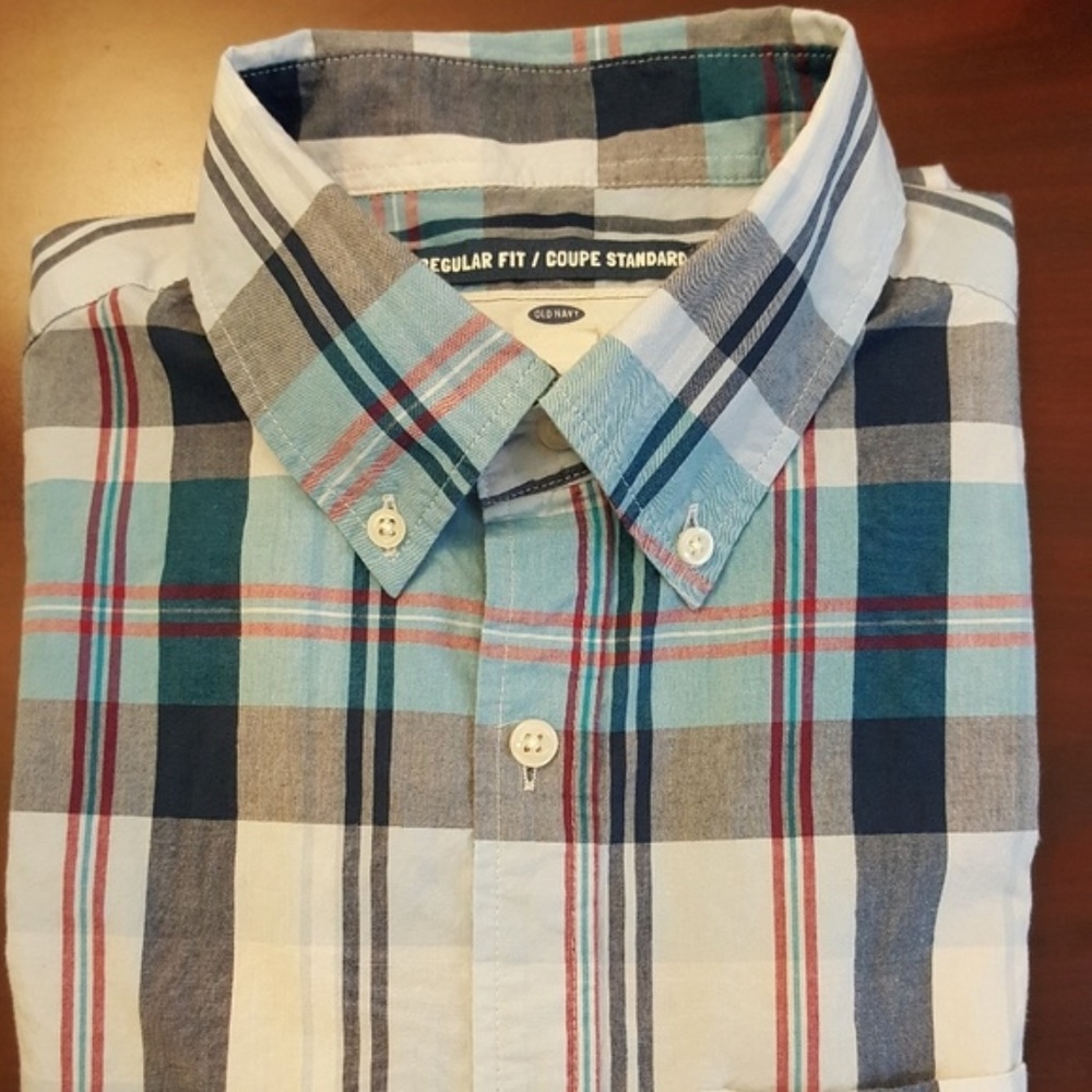OLD NAVY Classic fit Blue Plaid Shirt SMALL